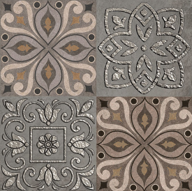 A close-up of aDamask Gris 600x600 mm Kalamkari Series Matte Finish Vitrified Floor Tile  with a Matte finish available at Material Depot in Bangalore