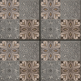 A close-up of aDamask Gris 600x600 mm Kalamkari Series Matte Finish Vitrified Floor Tile  with a Matte finish available at Material Depot in Bangalore