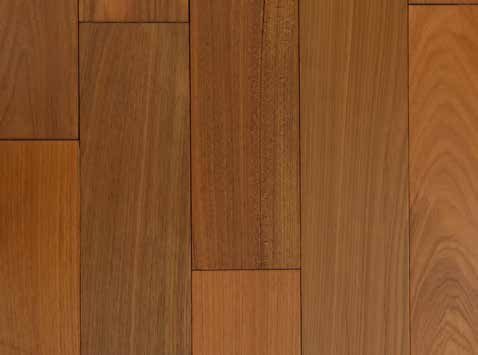 A close-up of aAfrican Teak 123x400-1200 mm Solid Wood Floor - 18 mm (Random Sizes) available at Material Depot in Bangalore