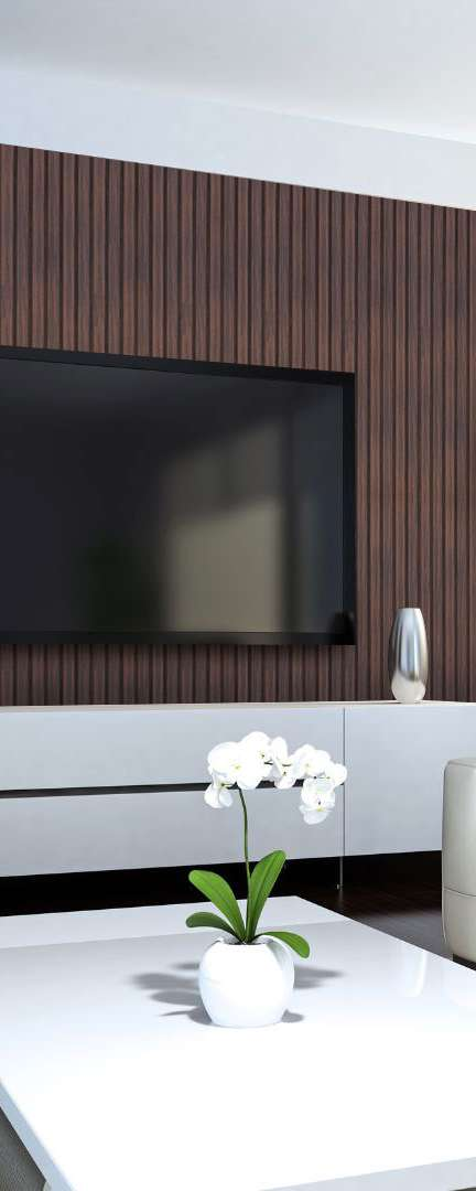 Brown Wooden Look Charcoal Louvers/Panel 8 ft x 1 ft - 8 mm | Ideal for Living Room, Bedroom, Feature Wall, Office, TV Cabinet | ED 9127 Panels  | Image 2