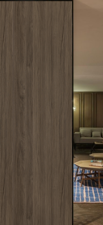 Elegant Brown Wood Finish Charcoal Louvers/Panel 8 ft x 1 ft - 6 mm | Ideal for Living Room, Bed Room, Feature Wall, Office | ED11013 Panels  | Image 2