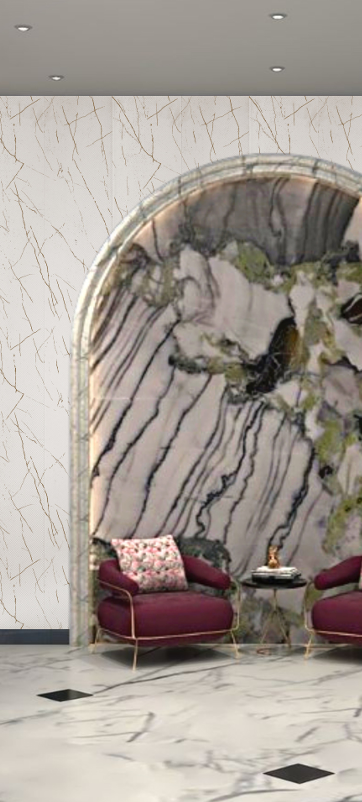 Elegant White Marble Finish, Charcoal Based Panel, Ideal for Living Room, Bed Room, TV Unit, Office | ED12002, 8 ft x 1 ft, 6 mm Panels  | Image 2