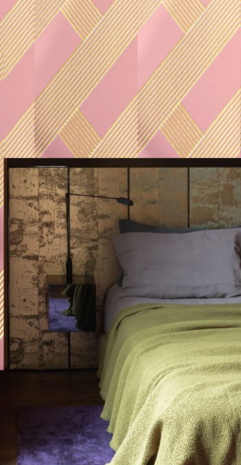Pink Patterned Look Charcoal Decorative Wall Panel 8 ft x 2 ft - 4 mm | Ideal for Living Room, Bed Room, TV Unit, Feature Wall | ED 911 Panels  | Image 2