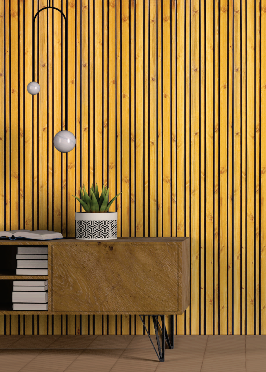 Brown Wooden Look Charcoal Louvers/Panel 9 ft x 11.2 inch - 12 mm | Ideal for Living Room, Bedroom, Feature Wall, Office, TV Cabinet | WK02 Panels  | Image 2