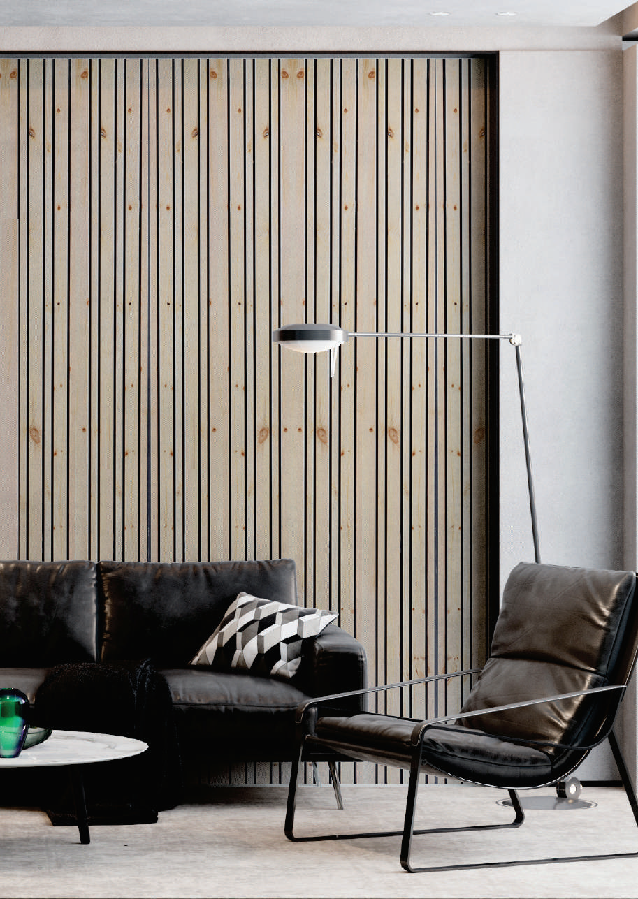 Beige Wooden Look Charcoal Louvers/Panel 9 ft x 11.2 inch - 12 mm | Ideal for Living Room, Bedroom, Feature Wall, Office, TV Cabinet | WK02 Panels  | Image 2