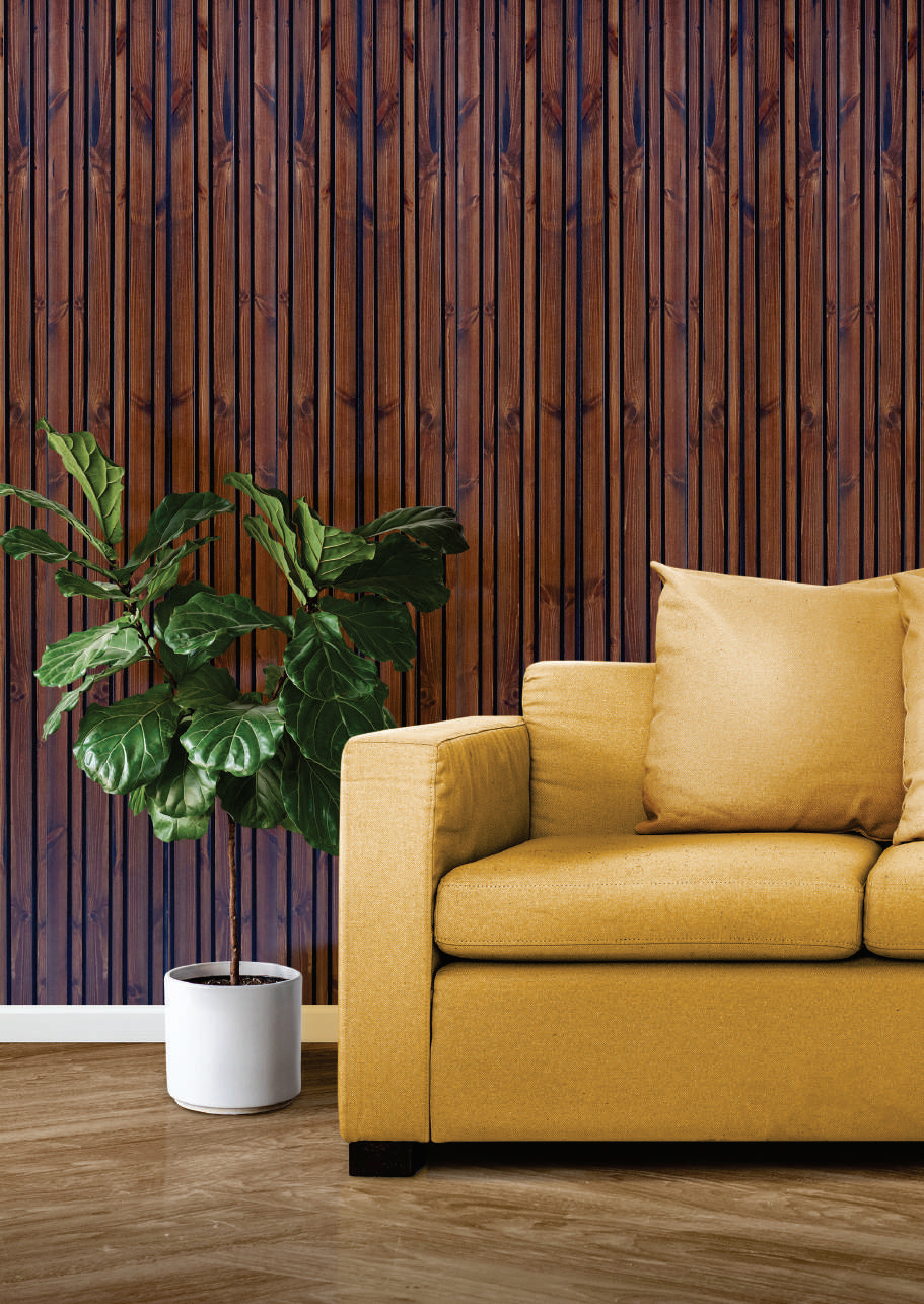 Brown Wooden Look Charcoal Louvers/Panel 9 ft x 11.2 inch - 12 mm | Ideal for Living Room, Bedroom, Feature Wall, Office, TV Cabinet | WK02 Panels  | Image 2