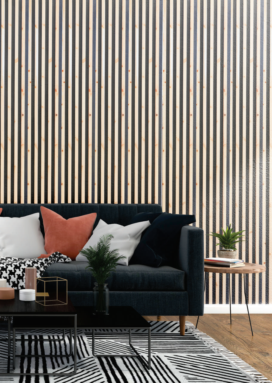 Beige Wooden Look Charcoal Louvers/Panel 9 ft x 11.2 inch - 12 mm | Ideal for Living Room, Bedroom, Feature Wall, Office, TV Cabinet | WK03 Panels  | Image 2