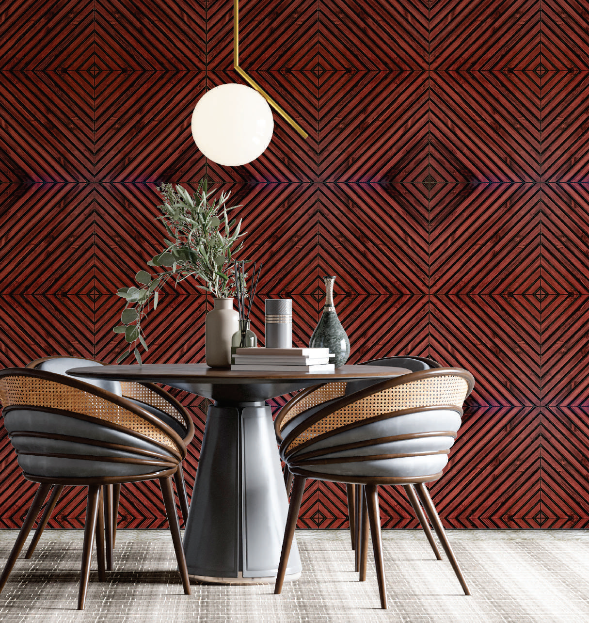 Brown Patterned Look Charcoal Louvers/Panel 9 ft x 11.2 inch - 12 mm | Ideal for Living Room, Bedroom, Feature Wall, Office, TV Cabinet | WK04 Panels  | Image 2