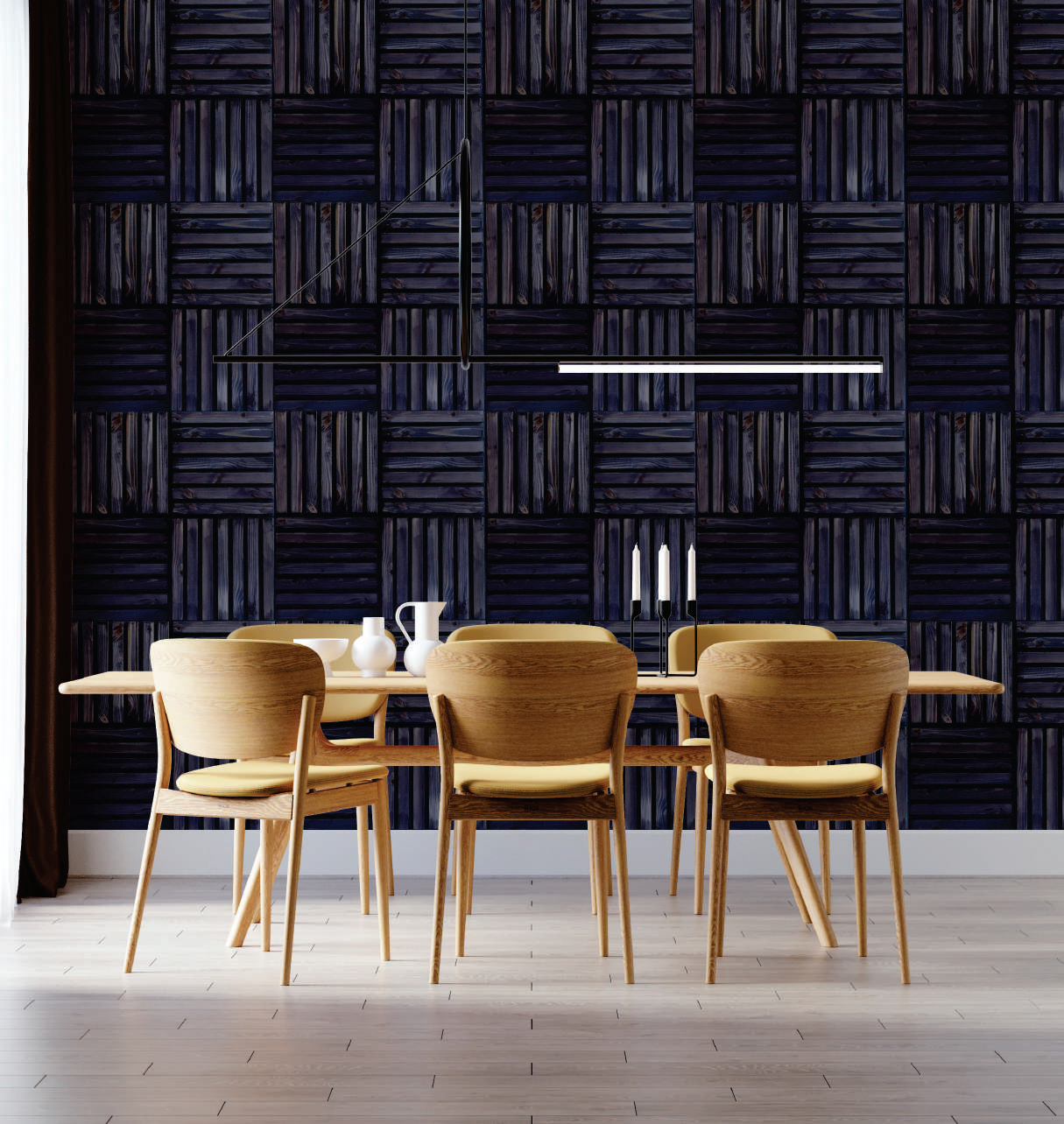 Grey Patterned Look Charcoal Louvers/Panel 9 ft x 11.2 inch - 12 mm | Ideal for Living Room, Bedroom, Feature Wall, Office, TV Cabinet | WK05 Panels  | Image 2