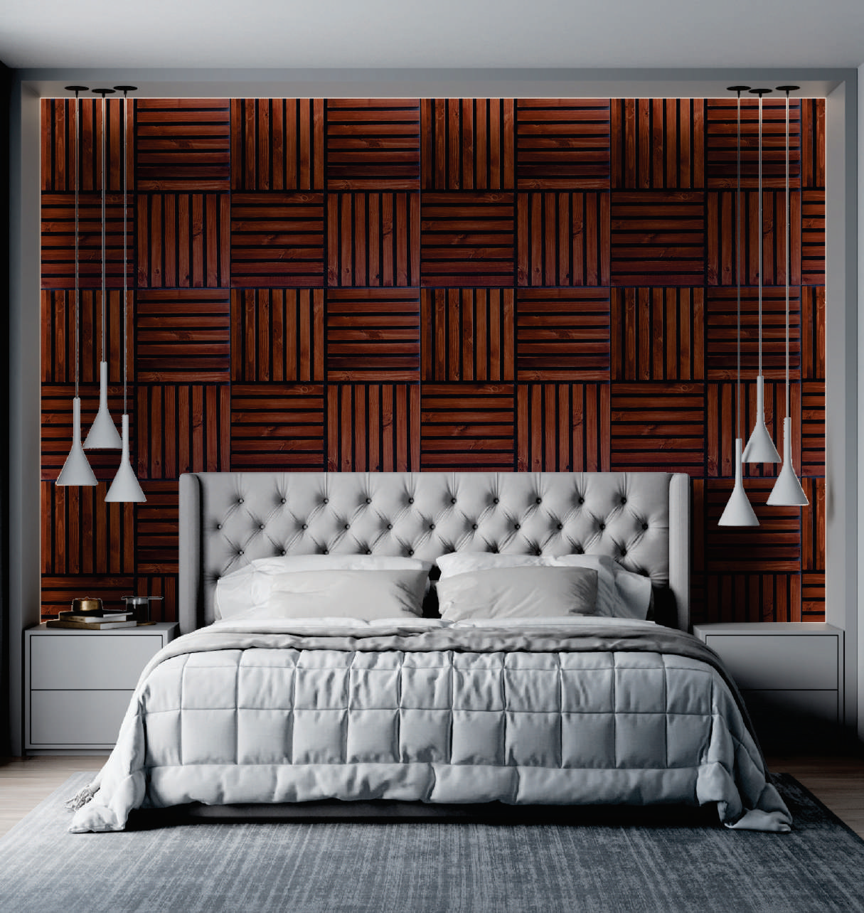 Brown Patterned Look Charcoal Louvers/Panel 9 ft x 11.2 inch - 12 mm | Ideal for Living Room, Bedroom, Feature Wall, Office, TV Cabinet | WK05 Panels  | Image 2