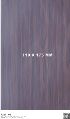 A close-up of a Black 7029 HG Black Wood Walnut with a High Gloss finish Liner Laminate available at Material Depot in Bangalore