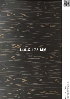 A close-up of a Black 7100 HG HZ Copper Metallic with a High Gloss finish Liner Laminate available at Material Depot in Bangalore