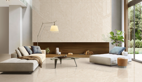 A close-up of aOmania Beige Lavish Series 800x1600 mm Glossy Finish Floor Tile with a Glossy finish available at Material Depot in Bangalore