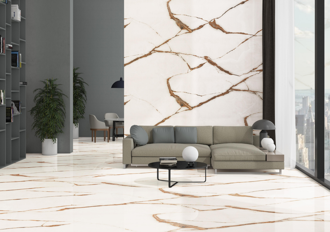 Raw Silk Onyx 1200x600 mm Glossy Finish Infinito Octane Glaze Vitrified Floor and Wall Tile - 9 mm | Image 2