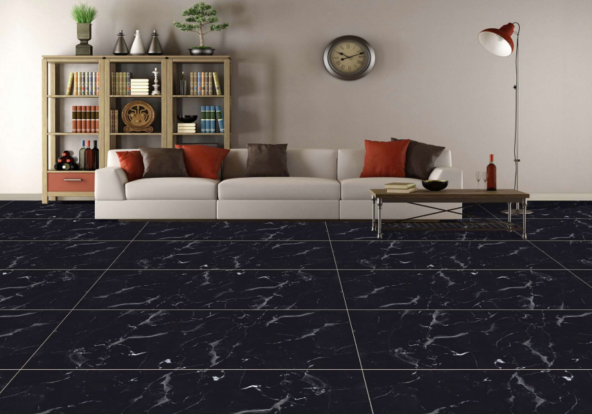 TL 00462 Eerie Black 2 ft x 4 ft High Gloss Finish Digital Vitrified Wall & Floor Tile - 10 mm| Image 2