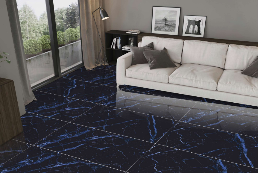 TL 00464 Marine Blue 2 ft x 4 ft High Gloss Finish Digital Vitrified Wall & Floor Tile - 10 mm| Image 2