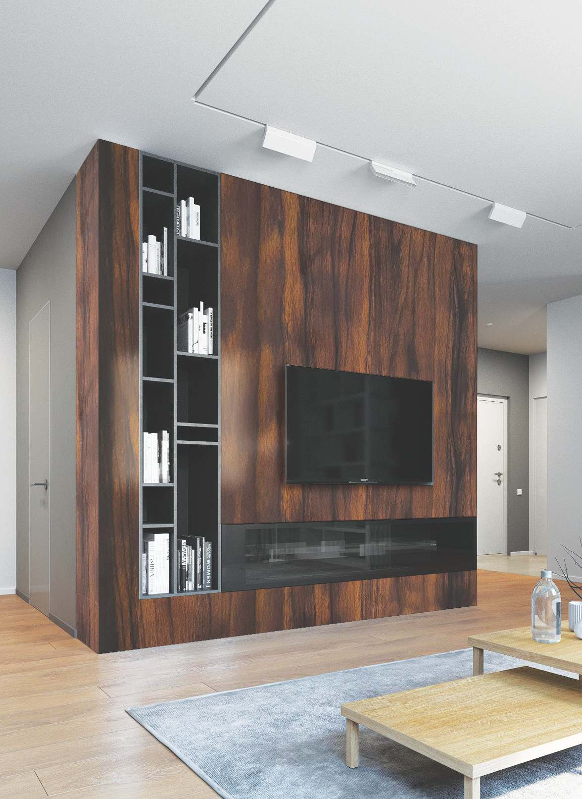 A Wardrobe cabinate application image of a 4130 EM Rural Bark Wenge Decorative Laminate of 1 mm with a Texture finish available at Material Depot in Bangalore