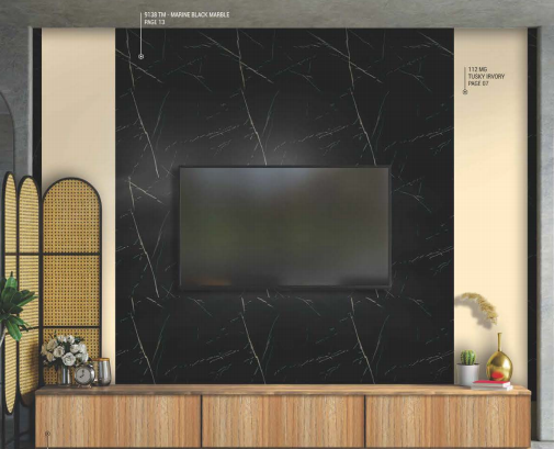 0.8 mm Black 9138 TM 9138 TM Marine Black Marble Decorative Laminate applied on a wardrobe with Texture finish available for sale at Material Depot in Bangalore