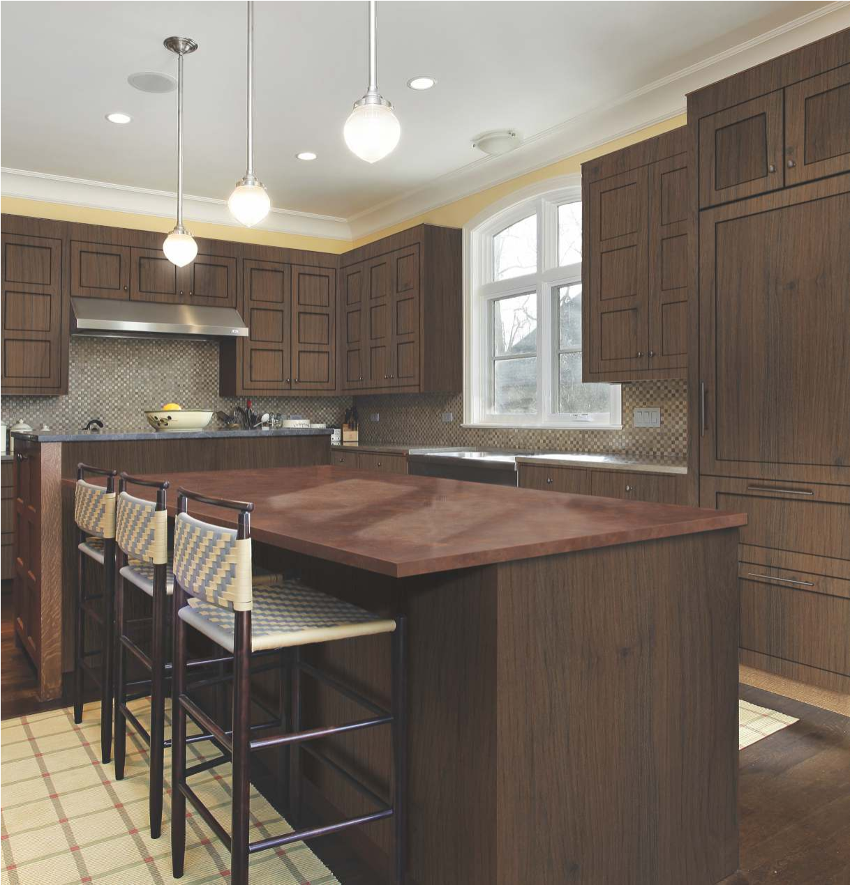 CH 6143 Brown Jade Cherry Horizontal Brown Decorative Laminate of 1 mm applied on kitchen cabinet with a Texture finish available for sale at Material Depot in Bangalore