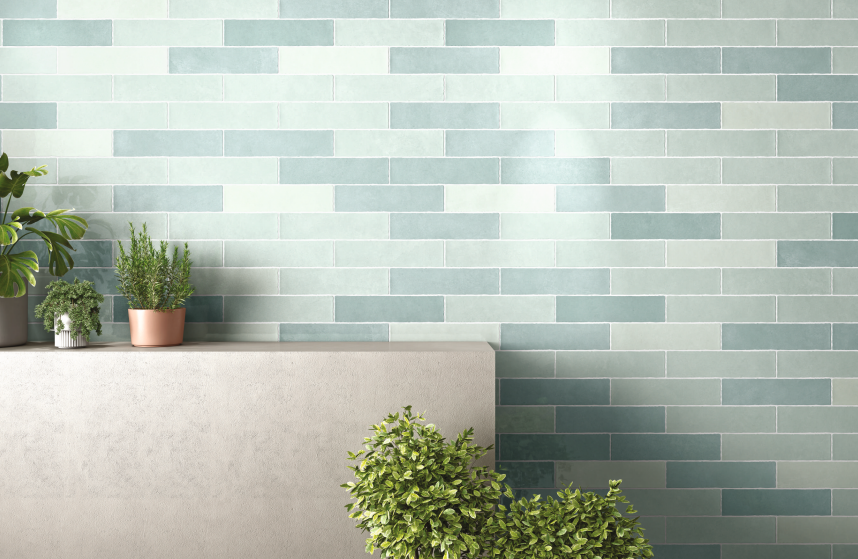 A close-up of a Subway Wall Tile TL 06161 B Eclat Blanc Glossy Brilliance 12 x 3 inch Ceramic Glossy Finish - 10 mm | 48 Random Design | Suitable for Accent / Feature Walls, Bathroom, Kitchen Wall & Backsplashes with a Glossy finish available at Material Depot in Bangalore