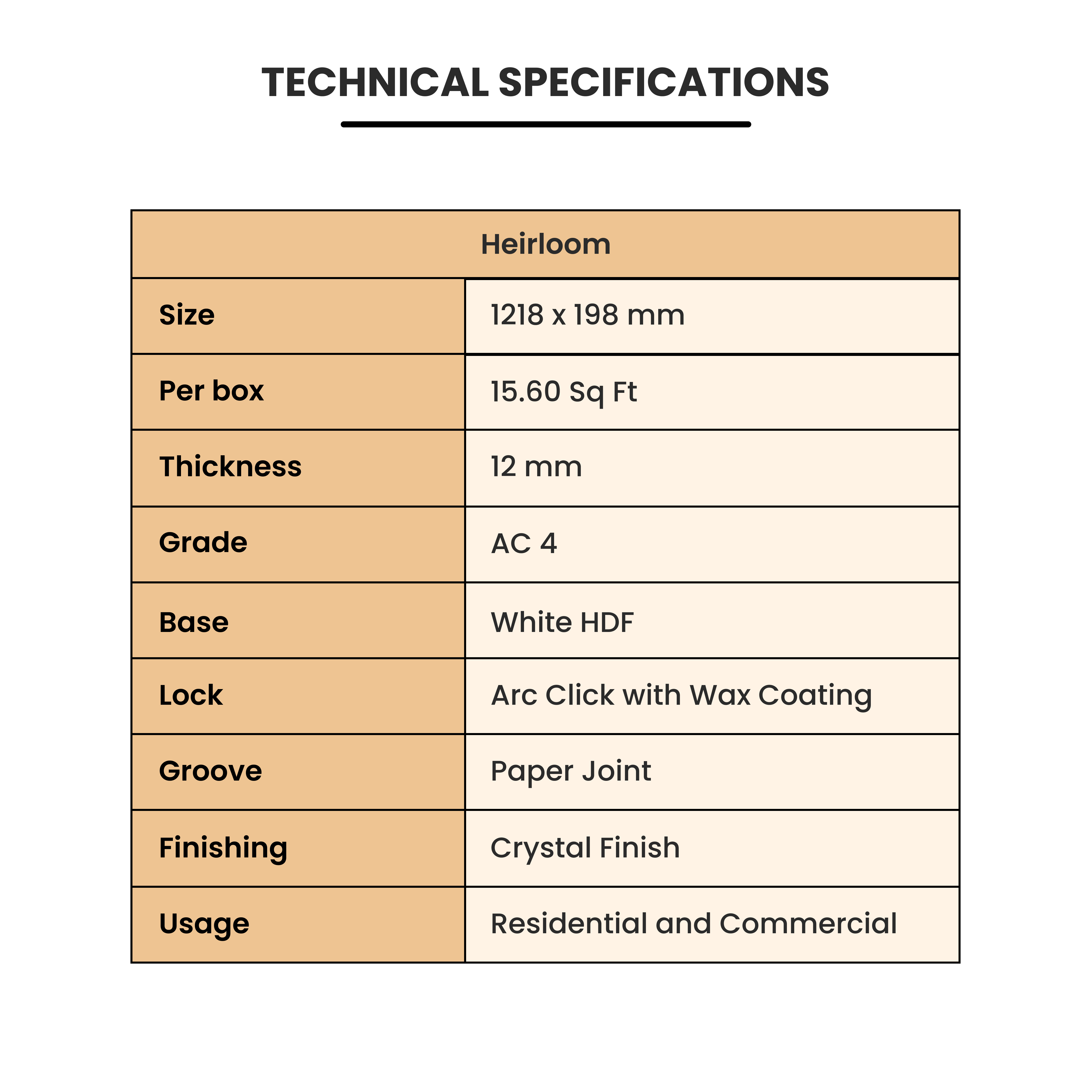 A close-up of a HDF Laminate Wood Floor Crystal Finish Heirloom LF 00271 | 4 ft x 7.8 inch x 12 mm | AC4 Grade | Arc Click With Wax Coating | Paper Joint Groove | Suitable for Flooring, Living Room, Bedroom available at Material Depot in Bangalore