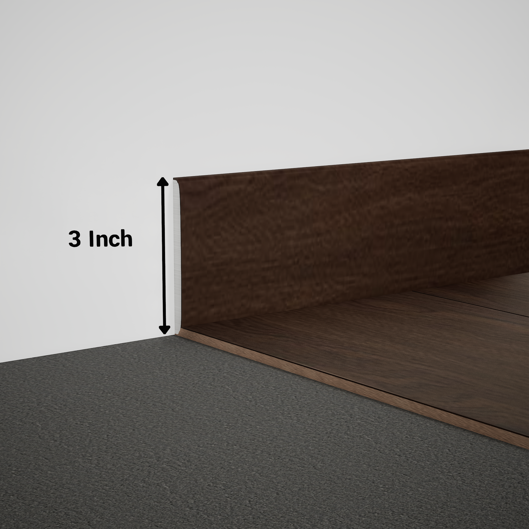 A close-up of a MDF Skirting Timberline TF 00154 C | 8 ft x 3 Inch x 12 mm Compatible for SPC Flooring SP 00078 available at Material Depot in Bangalore