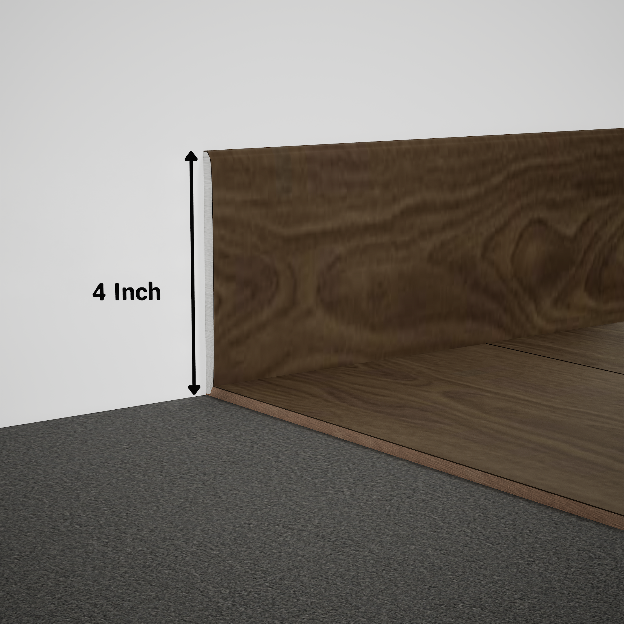 A close-up of a MDF Skirting Timberline TF 00155 D | 8 ft x 4 Inch x 12 mm Compatible for SPC Flooring SP 00079 available at Material Depot in Bangalore