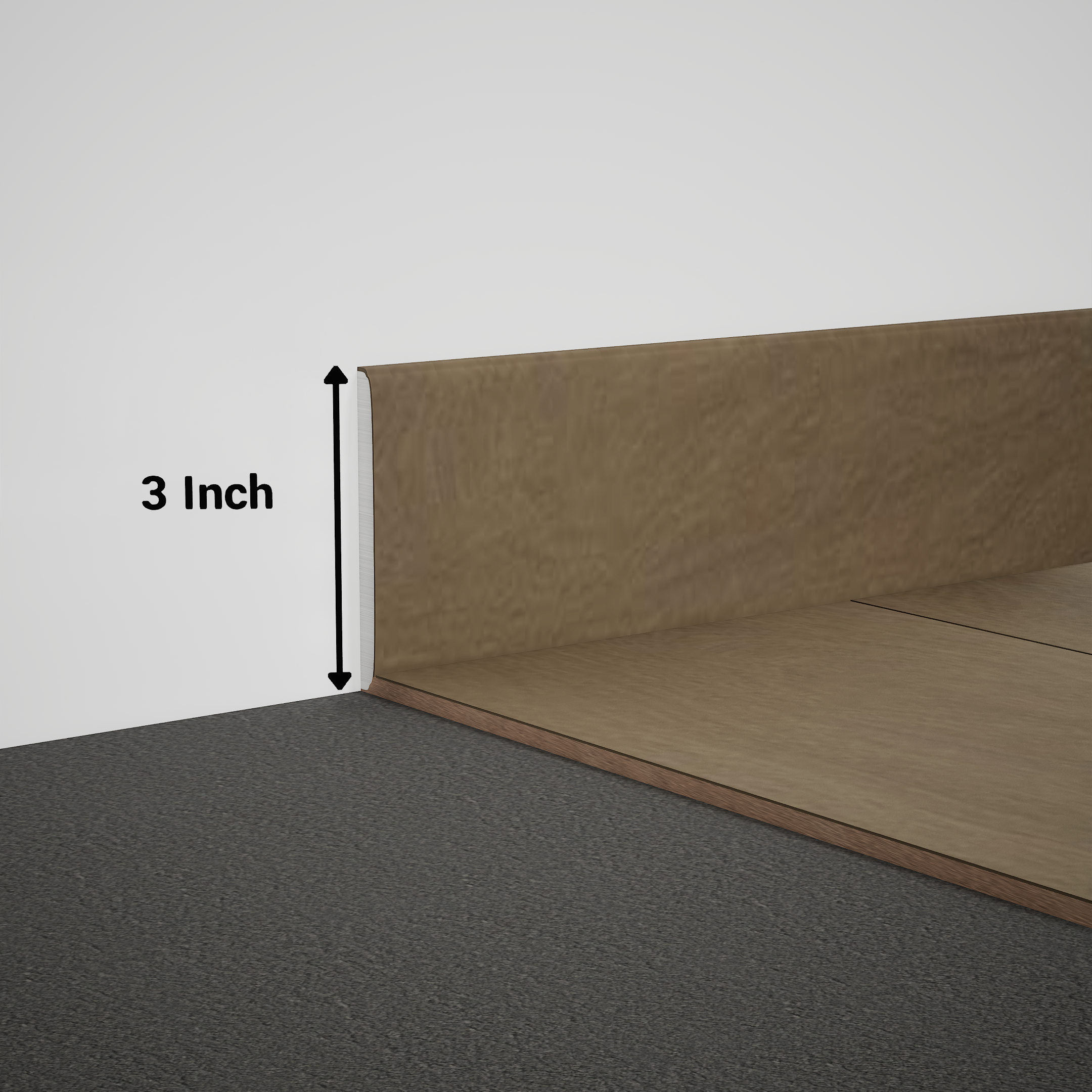 A close-up of a MDF Skirting Timberline TF 00159 C | 8 ft x 3 Inch x 12 mm Compatible for SPC Flooring SP 00083 available at Material Depot in Bangalore