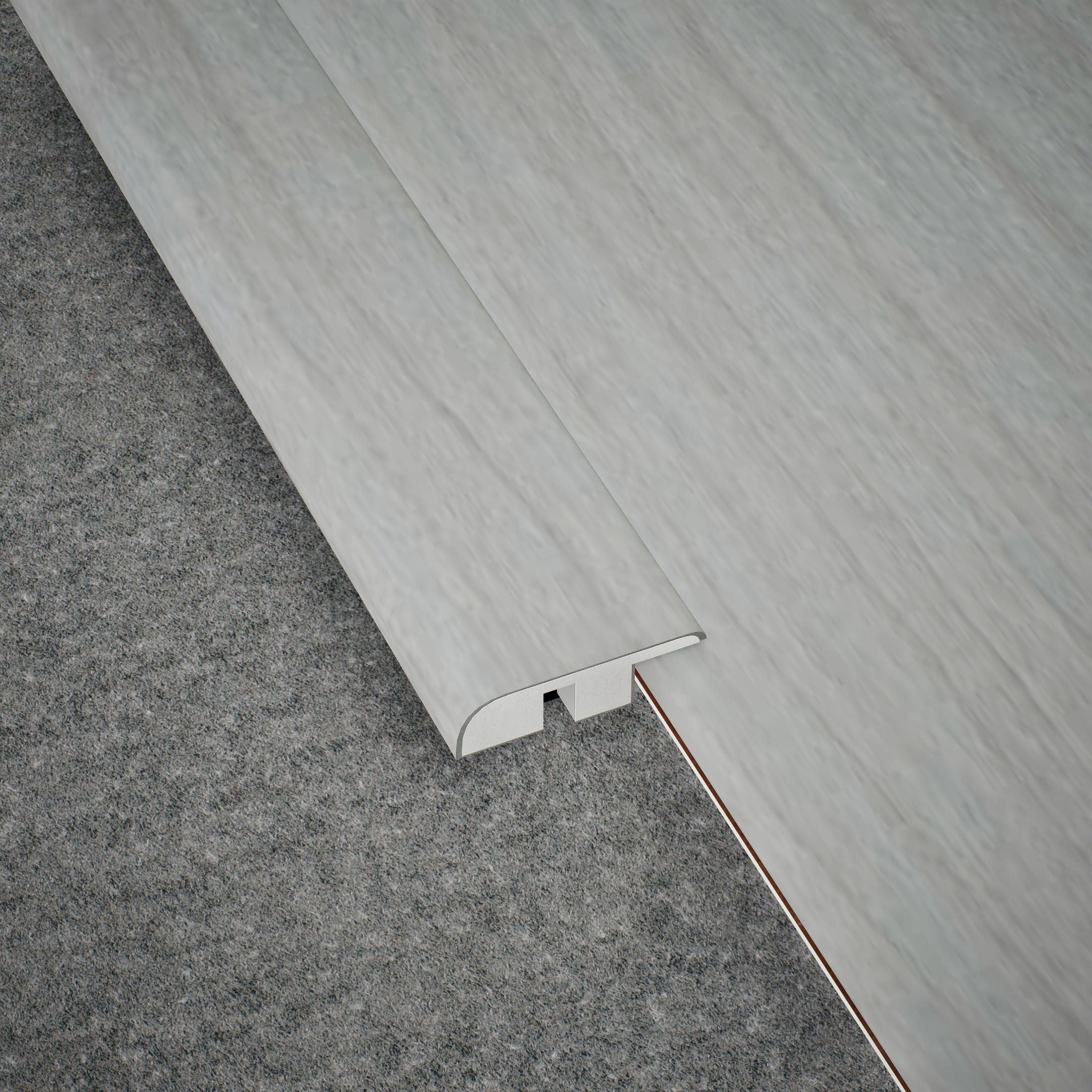 A close-up of a MDF Reducer R Profile Timberline TF 00165 E | 8 ft x 51 mm x 12 mm Compatible for SPC Flooring SP 00089 available at Material Depot in Bangalore