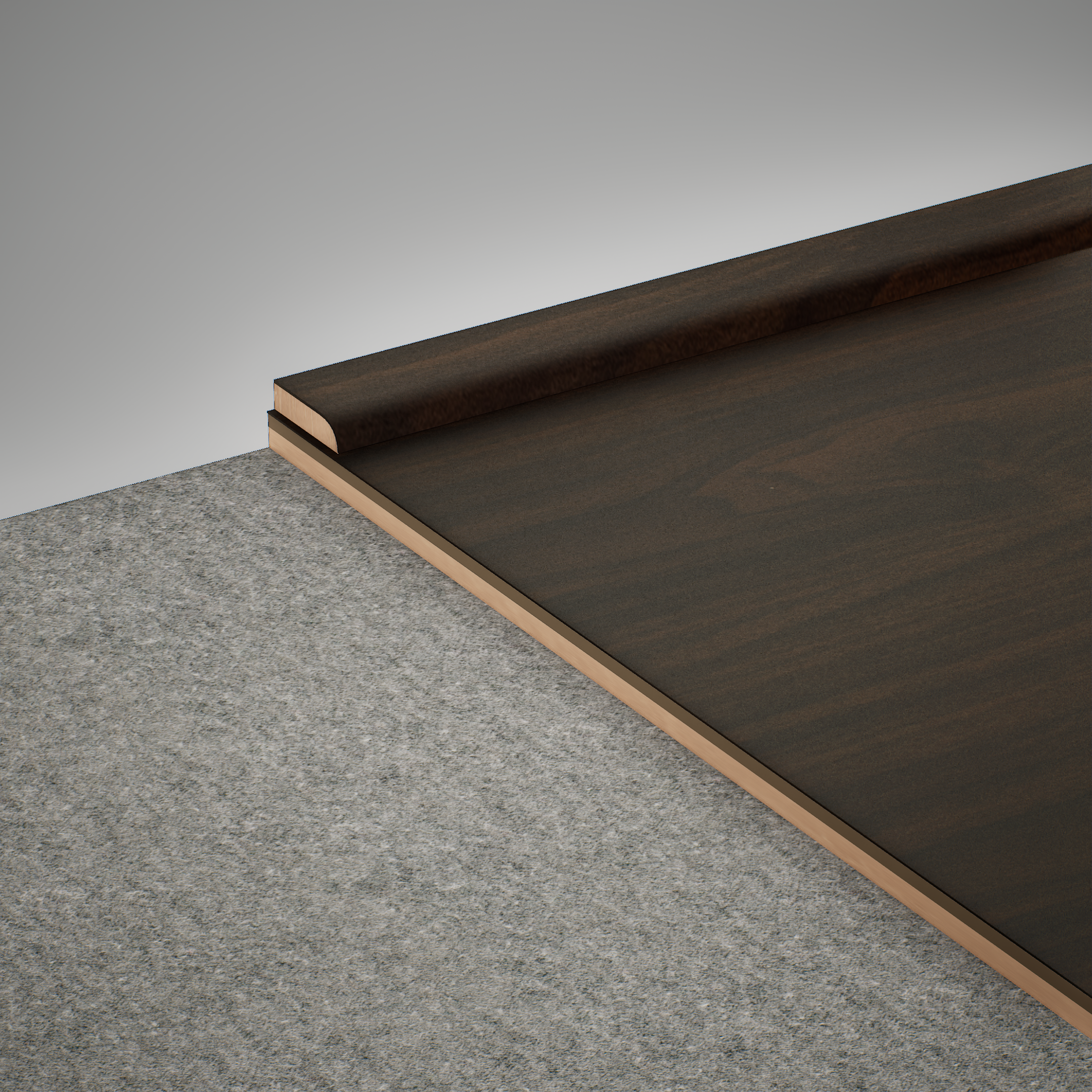 A close-up of a MDF Corner Beading Profile Aristo PM 00356 B | 8 ft x 18 mm x 12 mm | Compatible for Laminate Wood Floor LF 00243 available at Material Depot in Bangalore