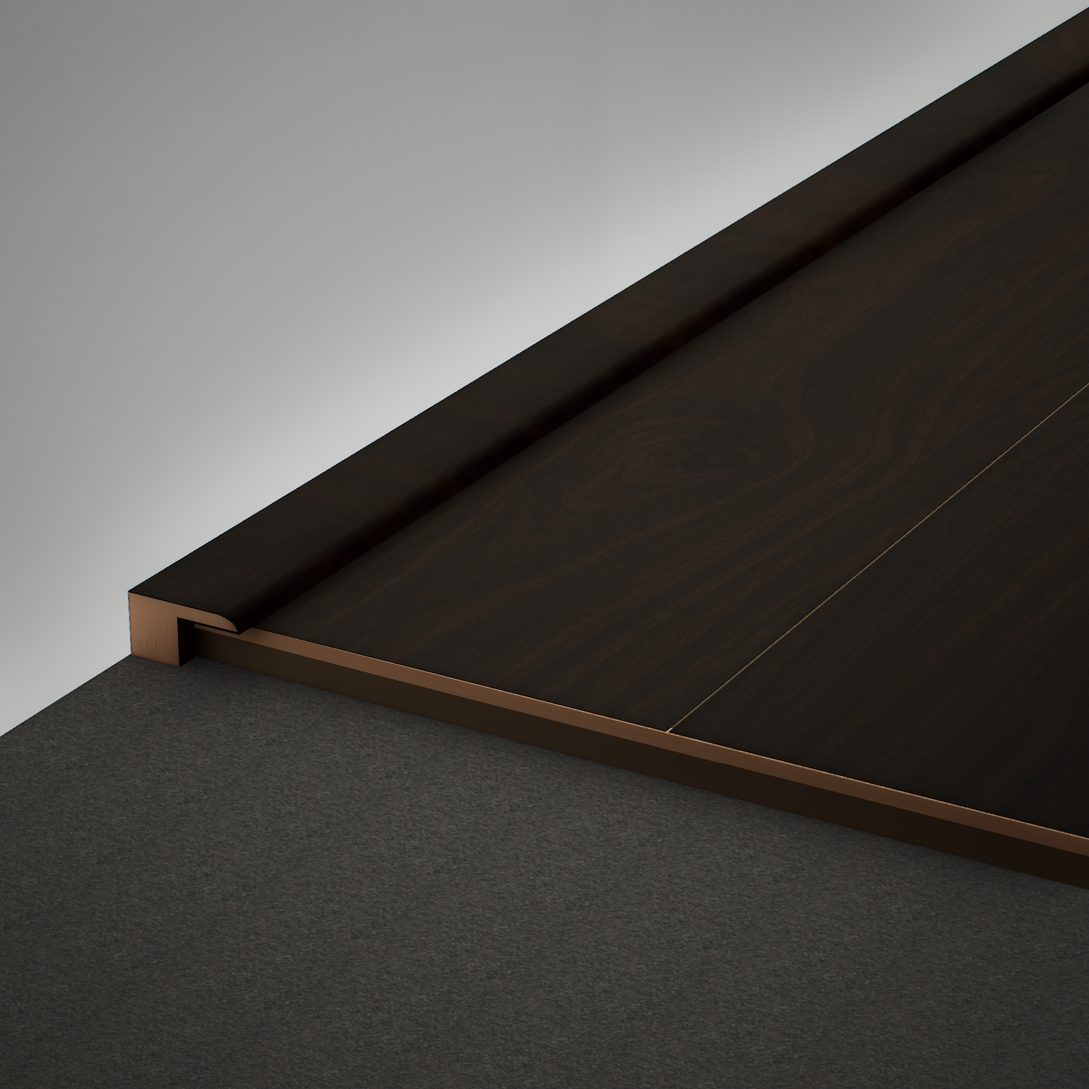 A close-up of a MDF Edge Profile Aristo PM 00356 R | 8 ft x 12 mm x 12 mm | Compatible for Laminate Wood Floor LF 00243 available at Material Depot in Bangalore