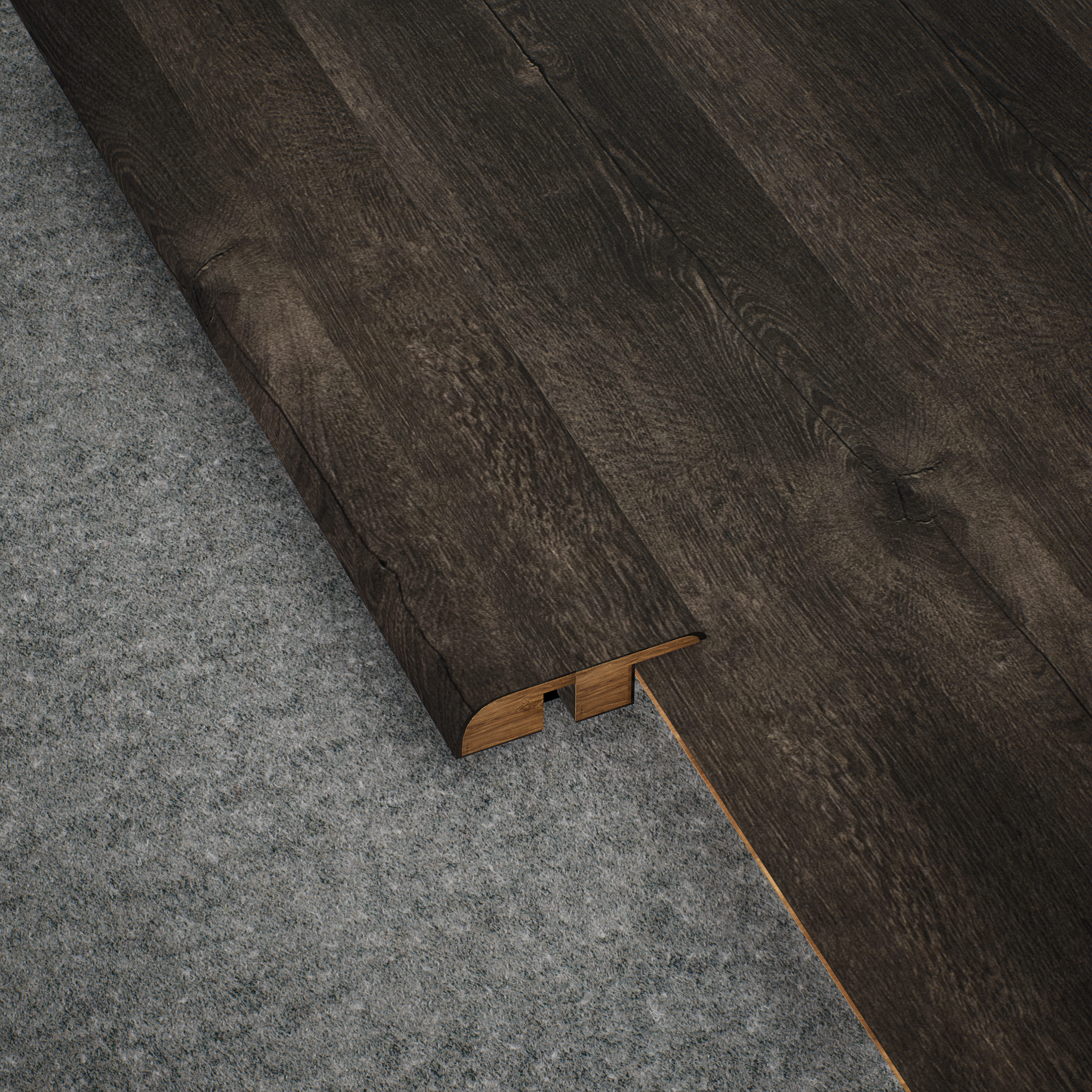 A close-up of a MDF Reducer R Profile Aristo Premium PM 00372 L | 8 ft x 25 mm x 12 mm | Compatible for Laminate Wood Floor LF 00253 available at Material Depot in Bangalore