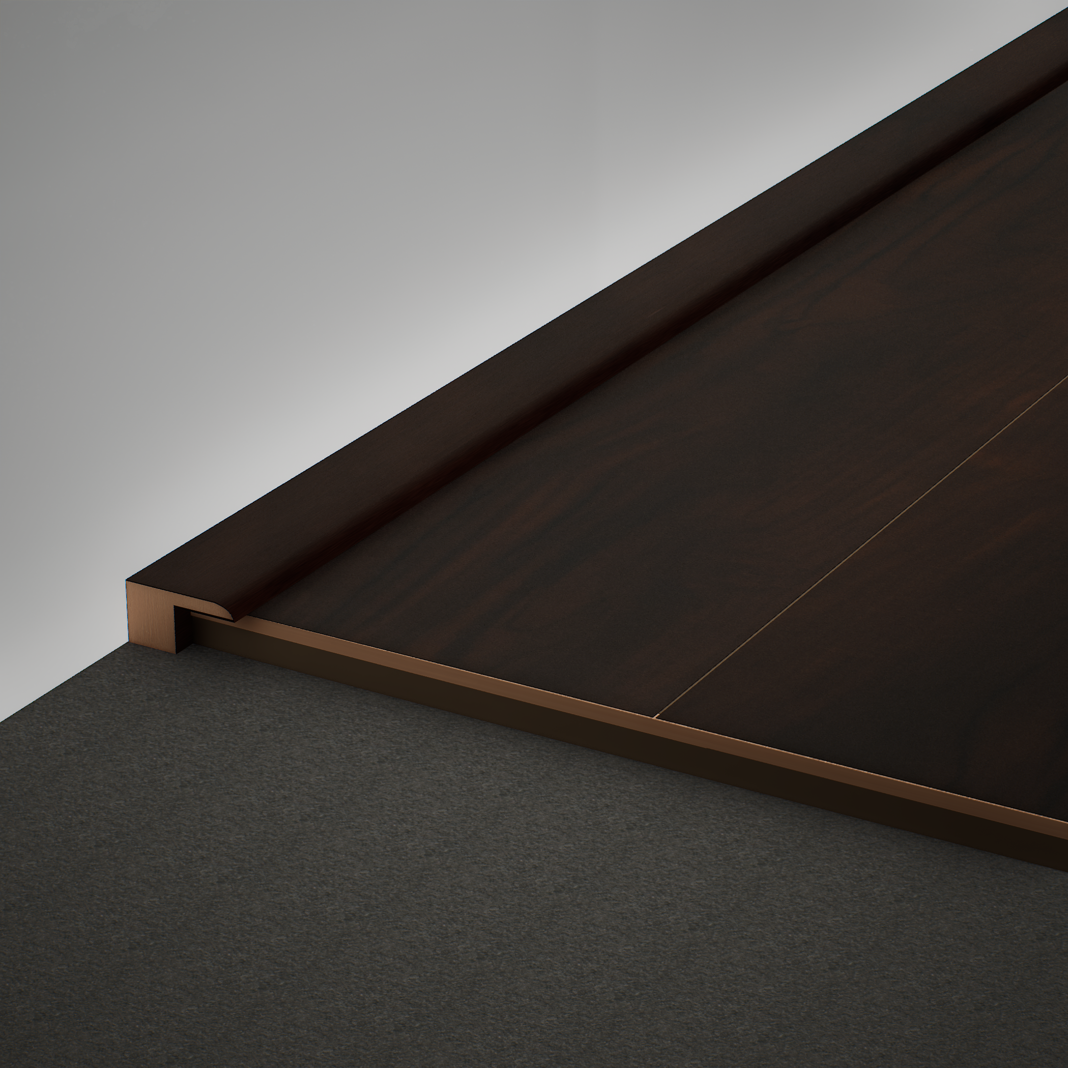 A close-up of a MDF Edge Profile Aristo Premium PM 00355 R | 8 ft x 12 mm x 12 mm | Compatible for Laminate Wood Floor LF 00254 available at Material Depot in Bangalore