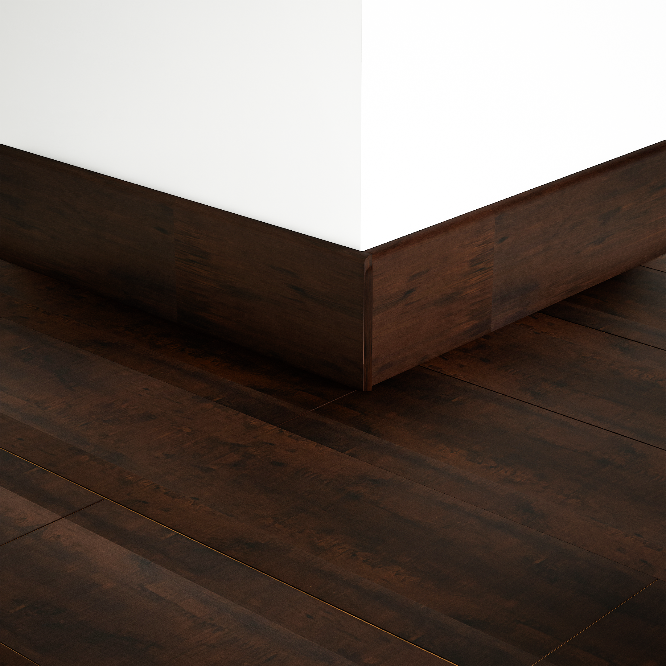 A close-up of a MDF Skirting Aristo PM 00357 G | 8 ft x 4 Inch | Compatible for Laminate Wood Floor LF 00257 available at Material Depot in Bangalore