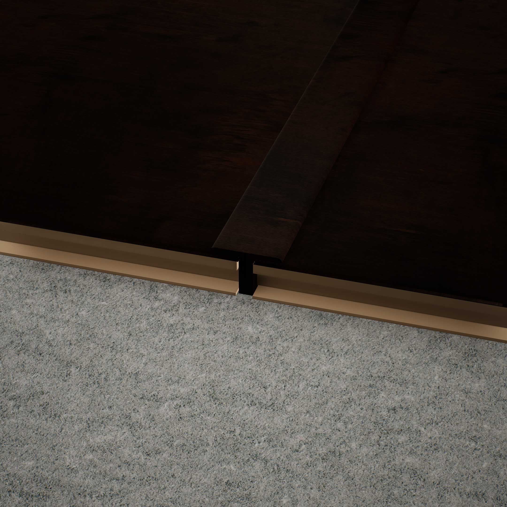 A close-up of a MDF T Profile Aristo PM 00357 P | 8 ft x 23 mm x 12 mm | Compatible for Laminate Wood Floor LF 00257 available at Material Depot in Bangalore