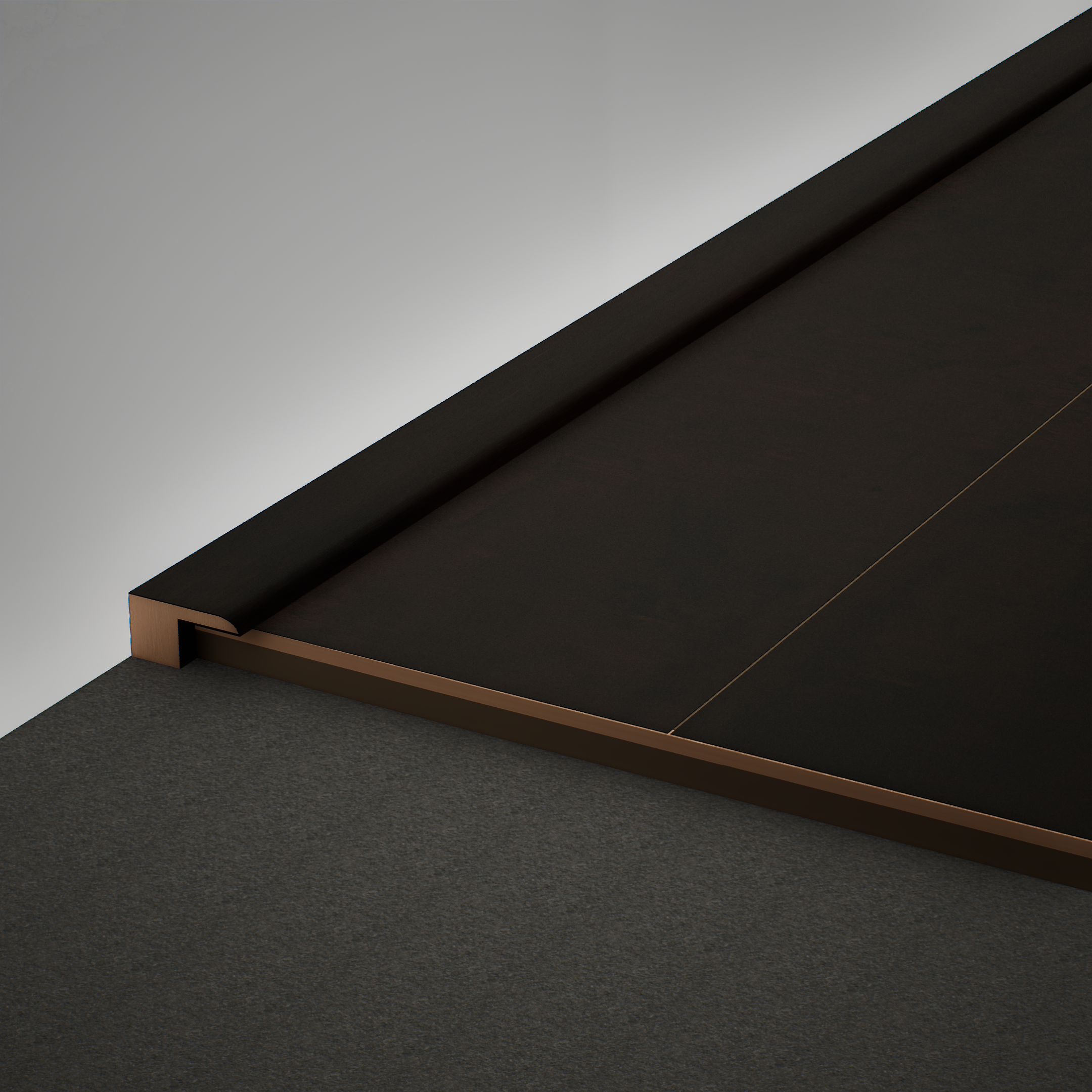 A close-up of a MDF Edge Profile Aristo PM 00357 U | 8 ft x 23 mm x 12 mm | Compatible for Laminate Wood Floor LF 00257 available at Material Depot in Bangalore