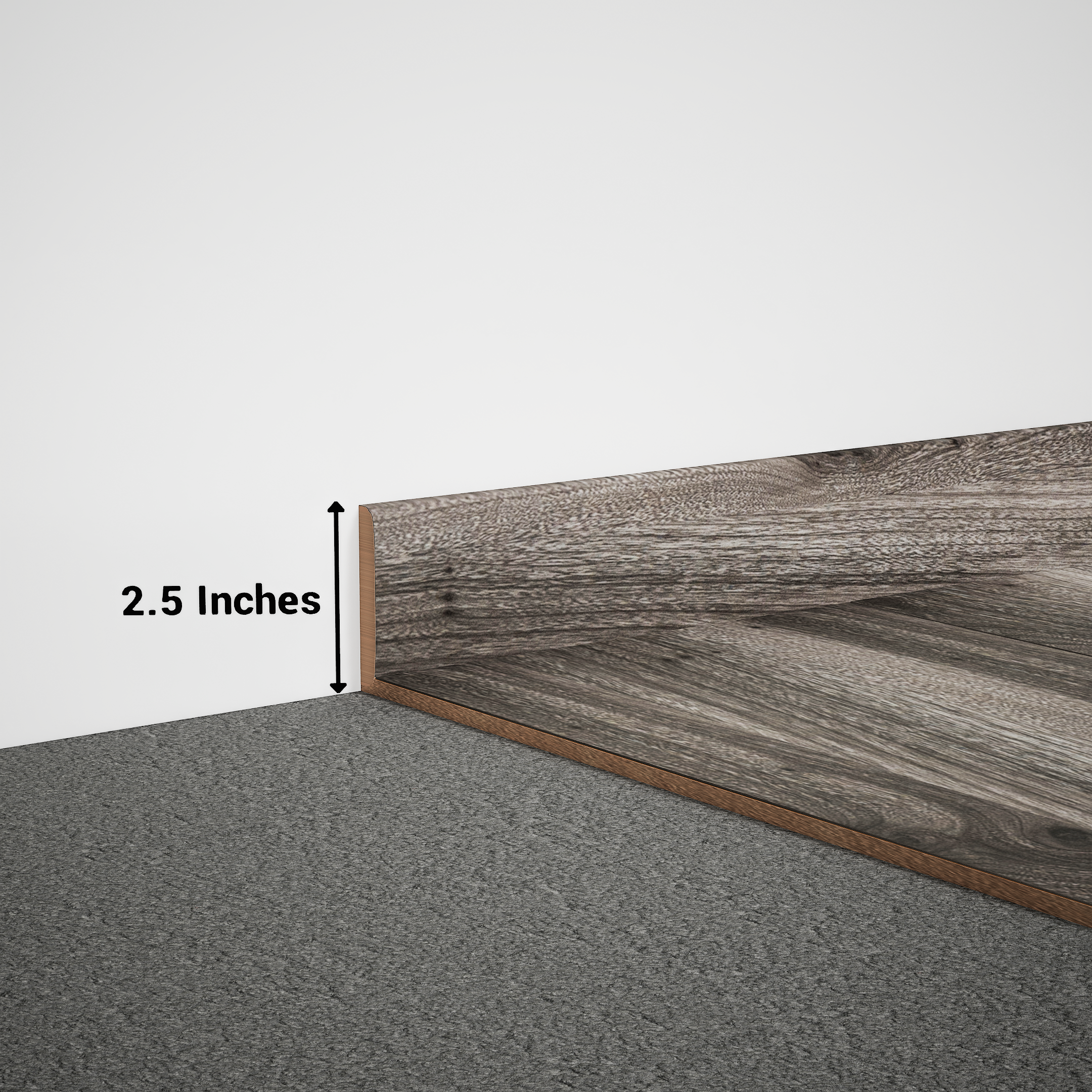 A close-up of a MDF Skirting Aristo PM 00360 D | 8 ft x 2.5 Inch | Compatible for Laminate Wood Floor LF 00258 available at Material Depot in Bangalore