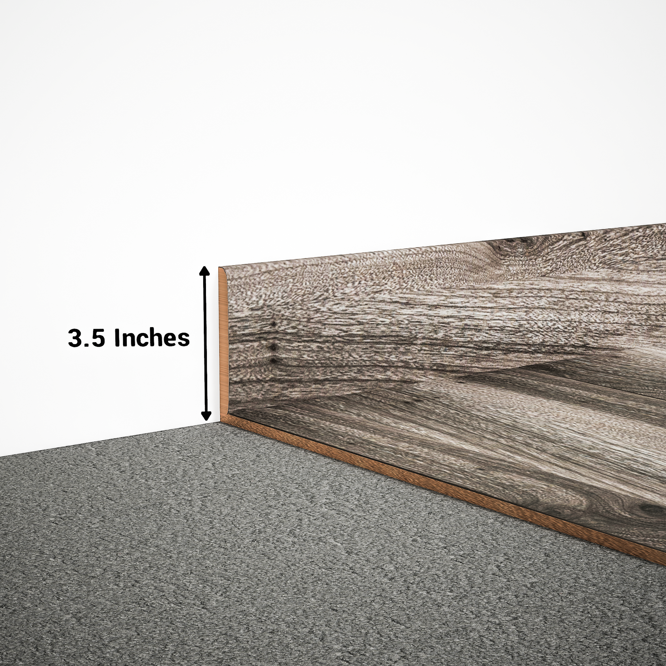 A close-up of a MDF Skirting Aristo PM 00360 F | 8 ft x 3.5 Inch | Compatible for Laminate Wood Floor LF 00258 available at Material Depot in Bangalore