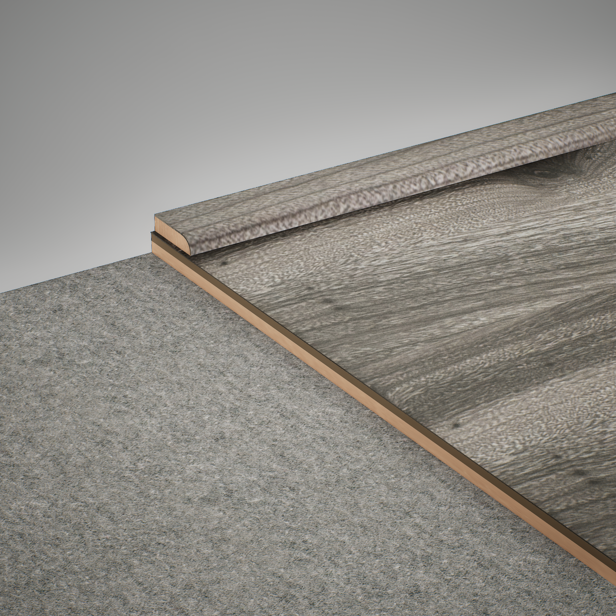 A close-up of a MDF Corner Beading Profile Aristo PM 00360 | 8 ft x 12 mm x 12 mm | Compatible for Laminate Wood Floor LF 00258 available at Material Depot in Bangalore