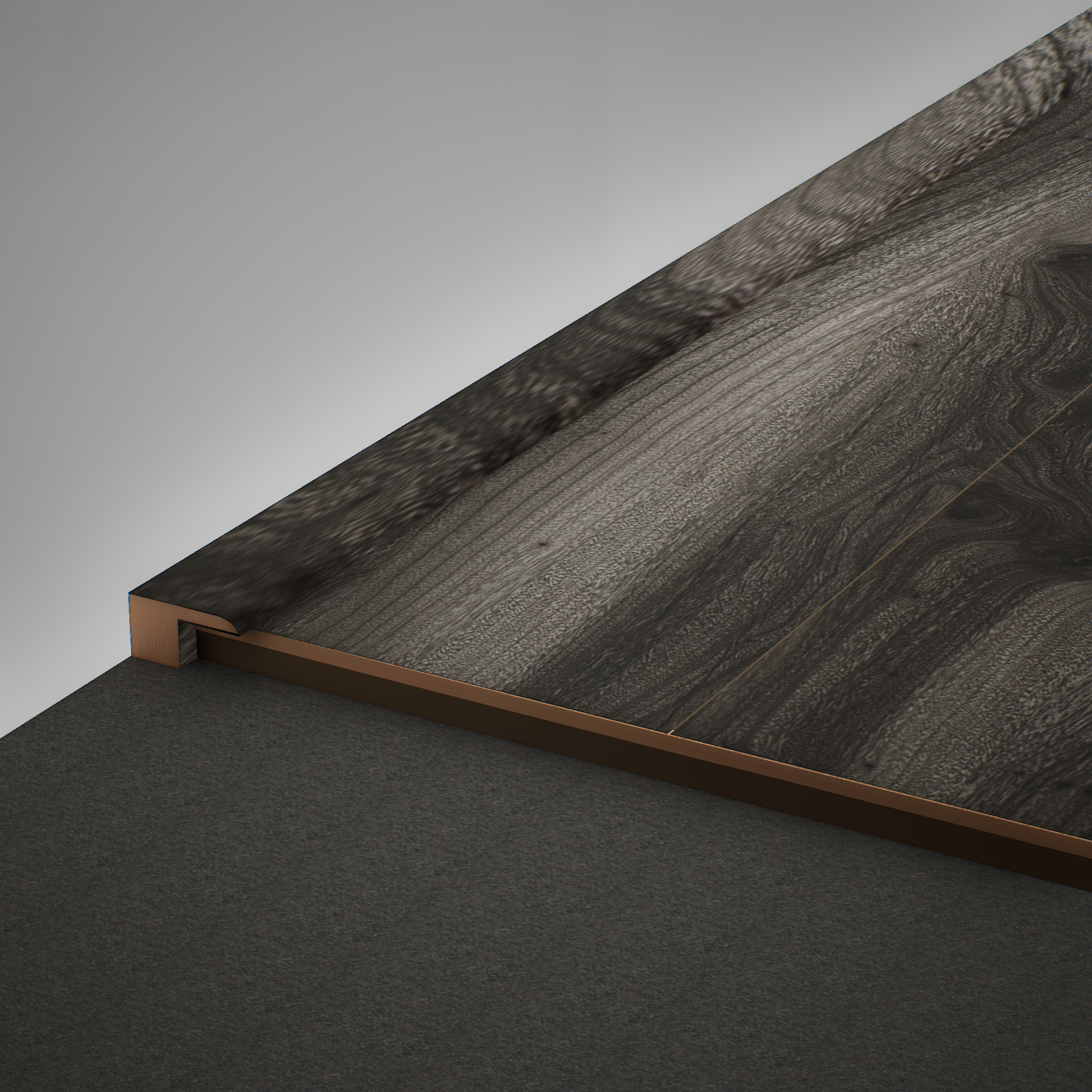 A close-up of a MDF Edge Profile Aristo PM 00360 T | 8 ft x 18 mm x 12 mm | Compatible for Laminate Wood Floor LF 00258 available at Material Depot in Bangalore