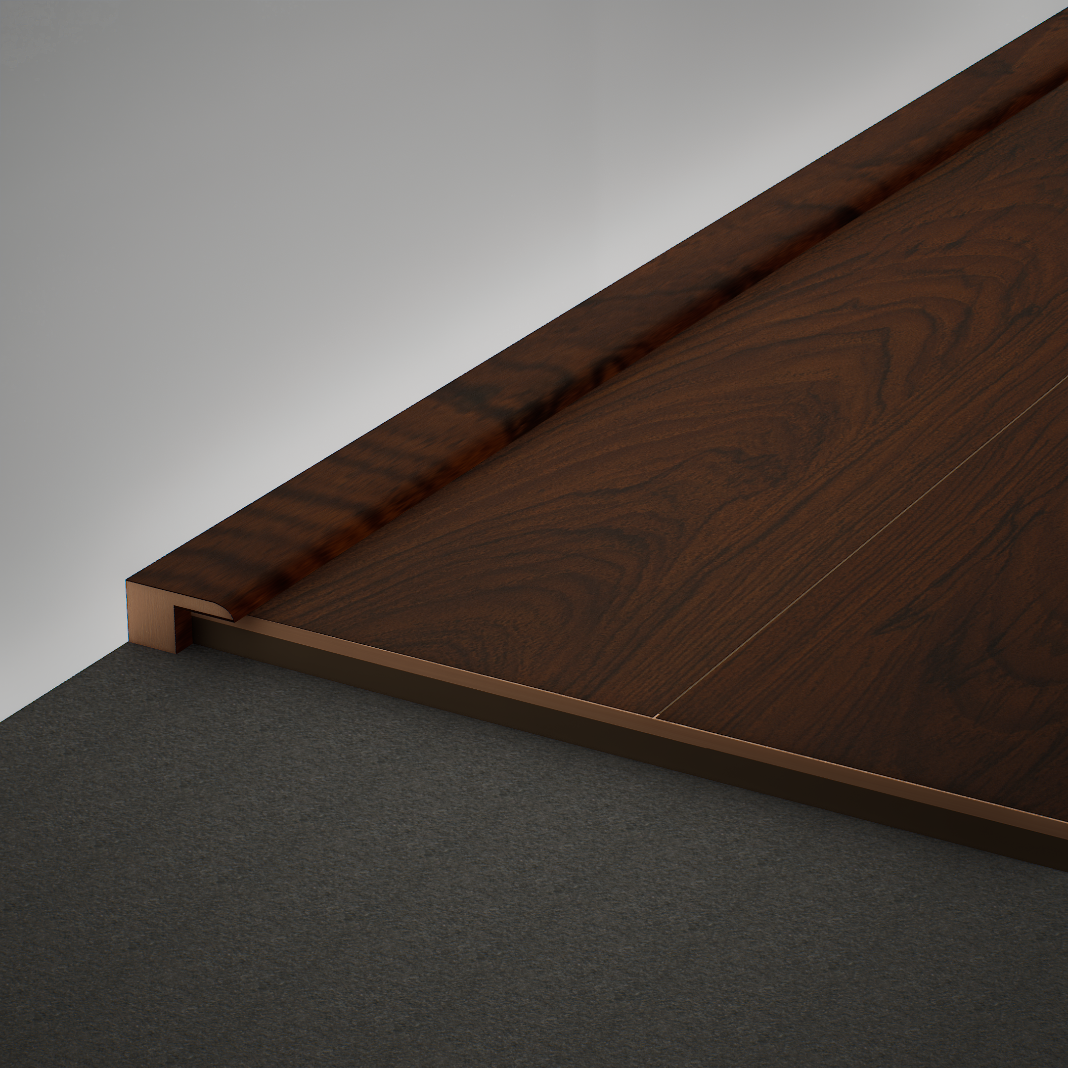 A close-up of a MDF Edge Profile Aristo PM 00359 S | 8 ft x 16 mm x 12 mm | Compatible for Laminate Wood Floor LF 00259 available at Material Depot in Bangalore