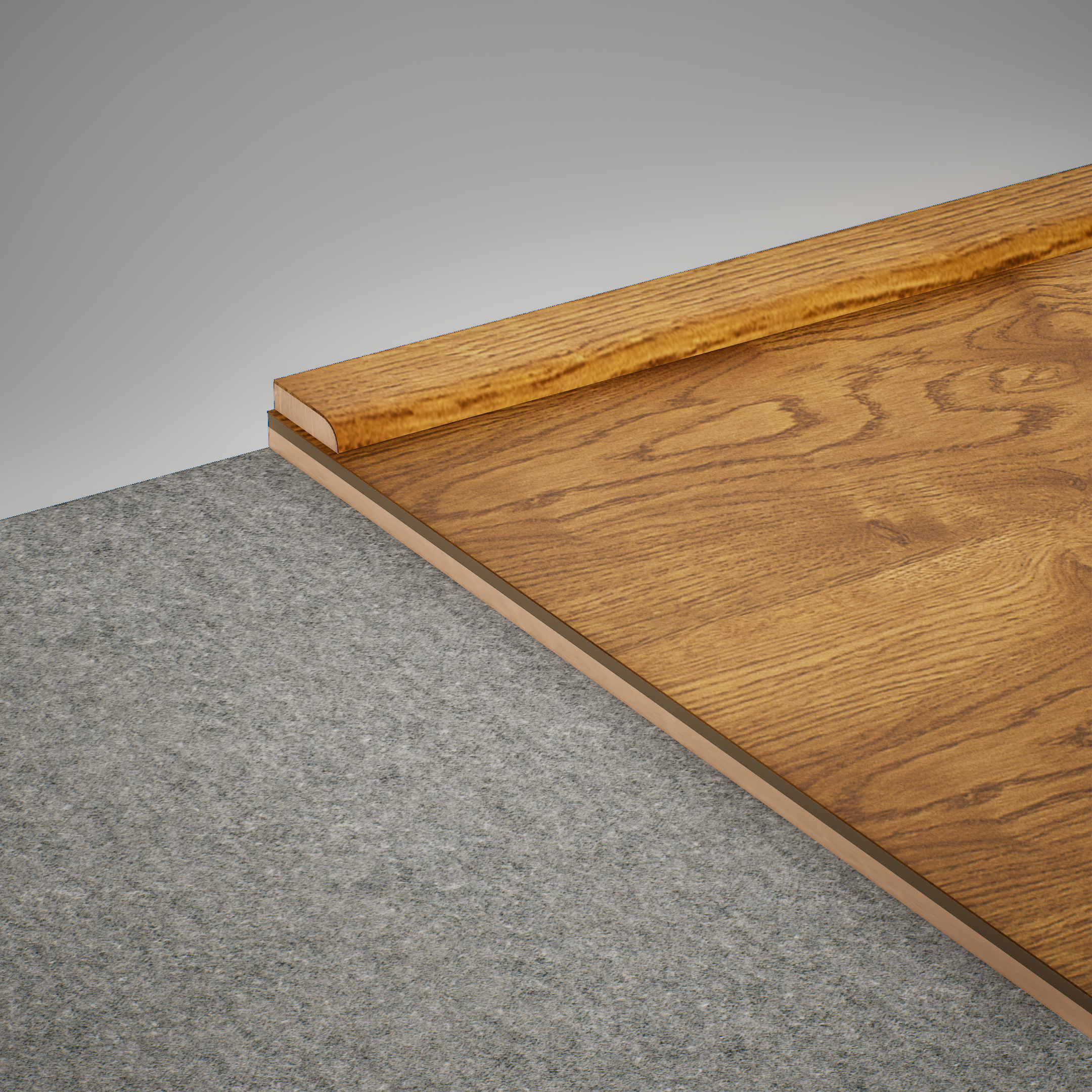 A close-up of a MDF Corner Beading Profile Aristo PM 00363 B | 8 ft x 18 mm x 12 mm | Compatible for Laminate Wood Floor LF 00260 available at Material Depot in Bangalore