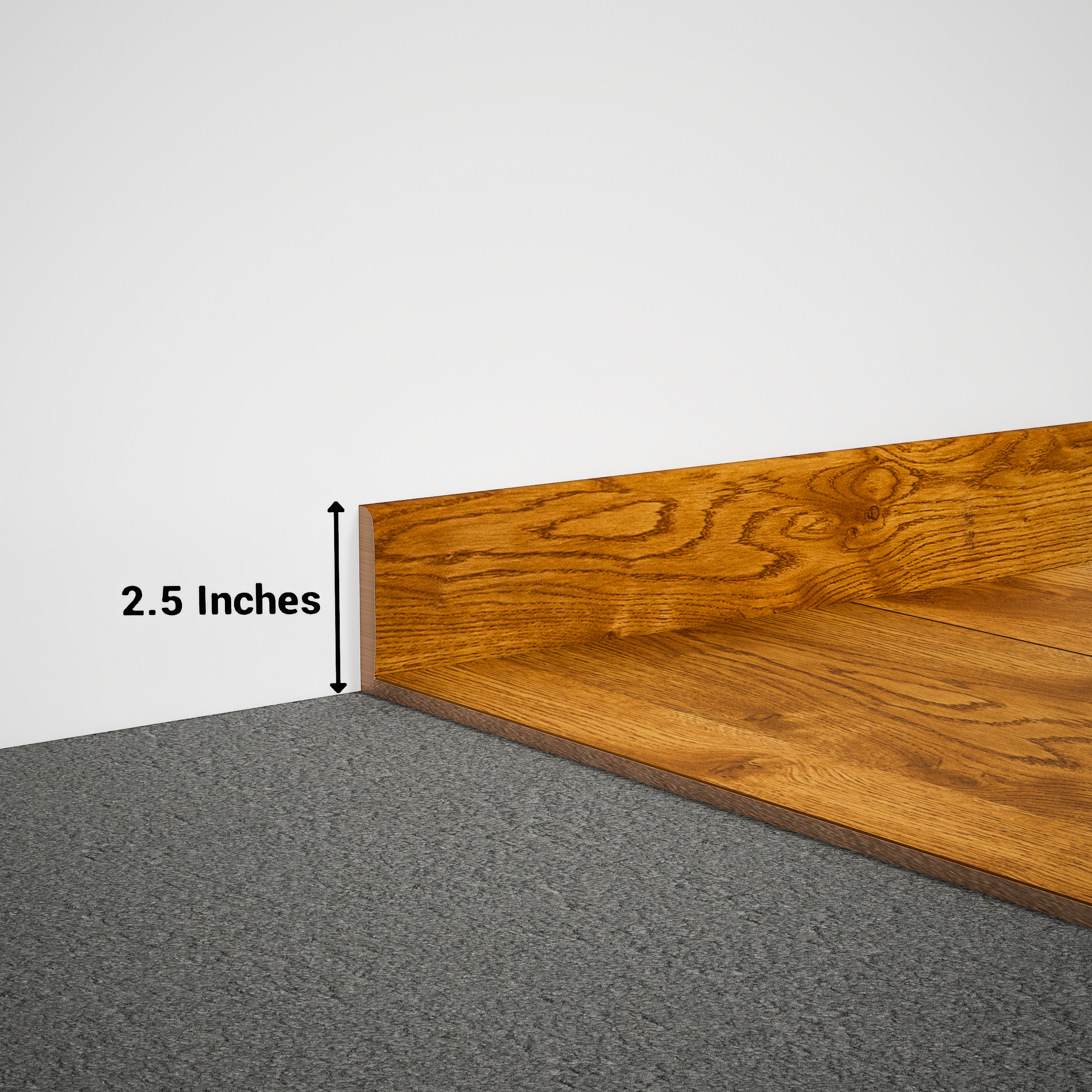 A close-up of a MDF Skirting Aristo PM 00363 D | 8 ft x 2.5 Inch | Compatible for Laminate Wood Floor LF 00260 available at Material Depot in Bangalore