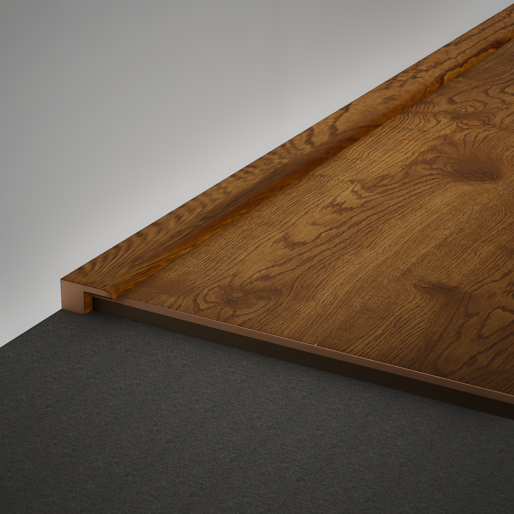 A close-up of a MDF Edge Profile Aristo PM 00363 R | 8 ft x 12 mm x 12 mm | Compatible for Laminate Wood Floor LF 00260 available at Material Depot in Bangalore