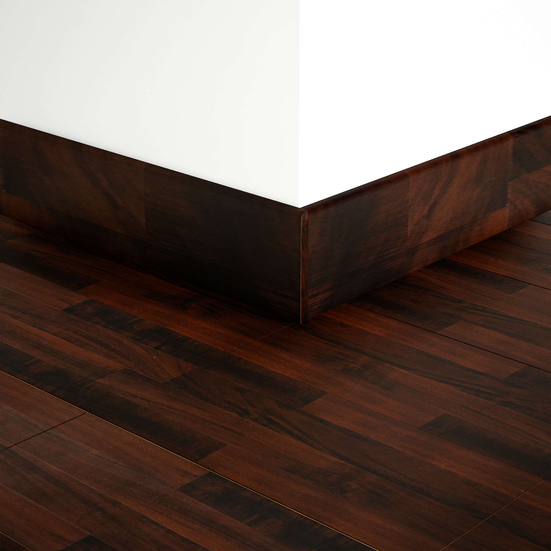 A close-up of a MDF Skirting Gleam PM 00386 G | 8 ft x 4 Inch | Compatible for Laminate Wood Floor LF 00263 available at Material Depot in Bangalore