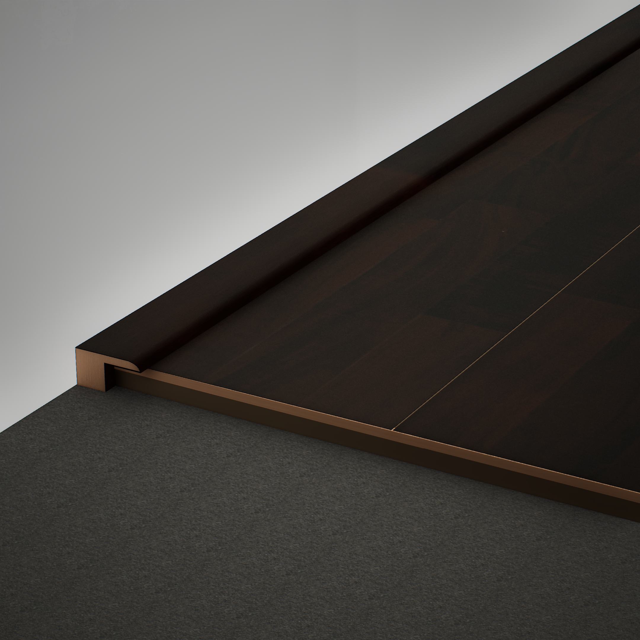 A close-up of a MDF Edge Profile Gleam PM 00386 T | 8 ft x 18 mm x 12 mm | Compatible for Laminate Wood Floor LF 00263 available at Material Depot in Bangalore