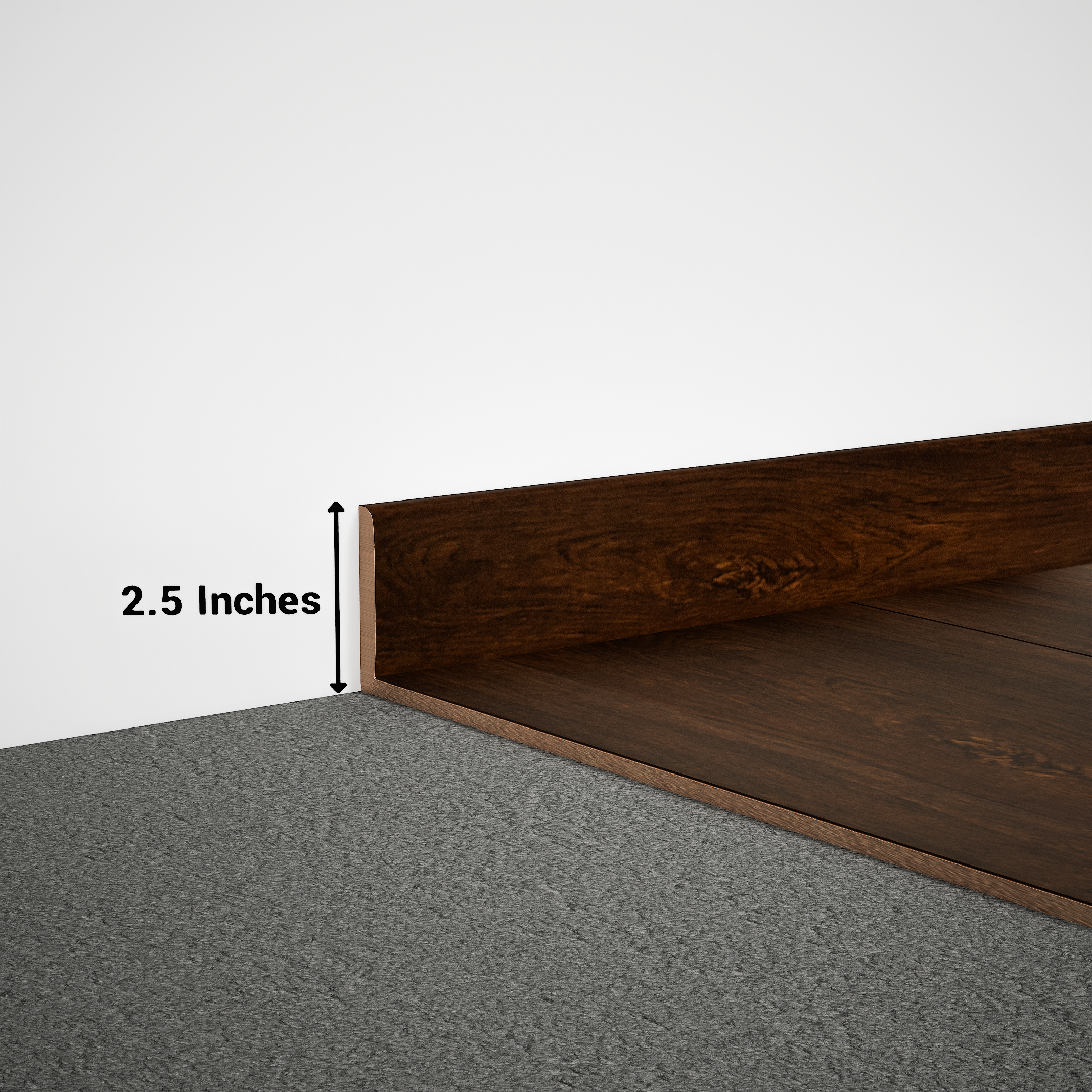 A close-up of a MDF Skirting Heirloom PM 00349 D | 8 ft x 2.5 Inch | Compatible for Laminate Wood Floor LF 00271 available at Material Depot in Bangalore