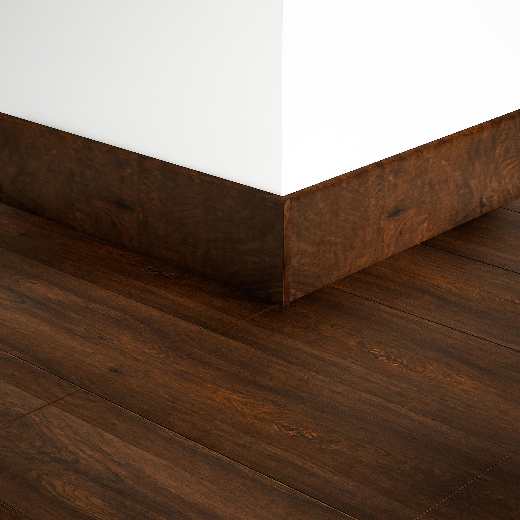 A close-up of a MDF Skirting Heirloom PM 00349 D | 8 ft x 2.5 Inch | Compatible for Laminate Wood Floor LF 00271 available at Material Depot in Bangalore