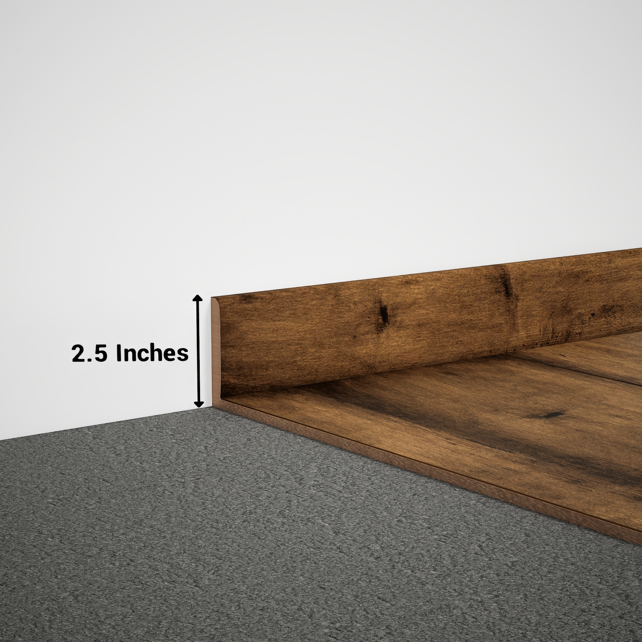 A close-up of a MDF Skirting Edge Flow PM 00382 D | 8 ft x 2.5 Inch | Compatible for Laminate Wood Floor LF 00273 available at Material Depot in Bangalore