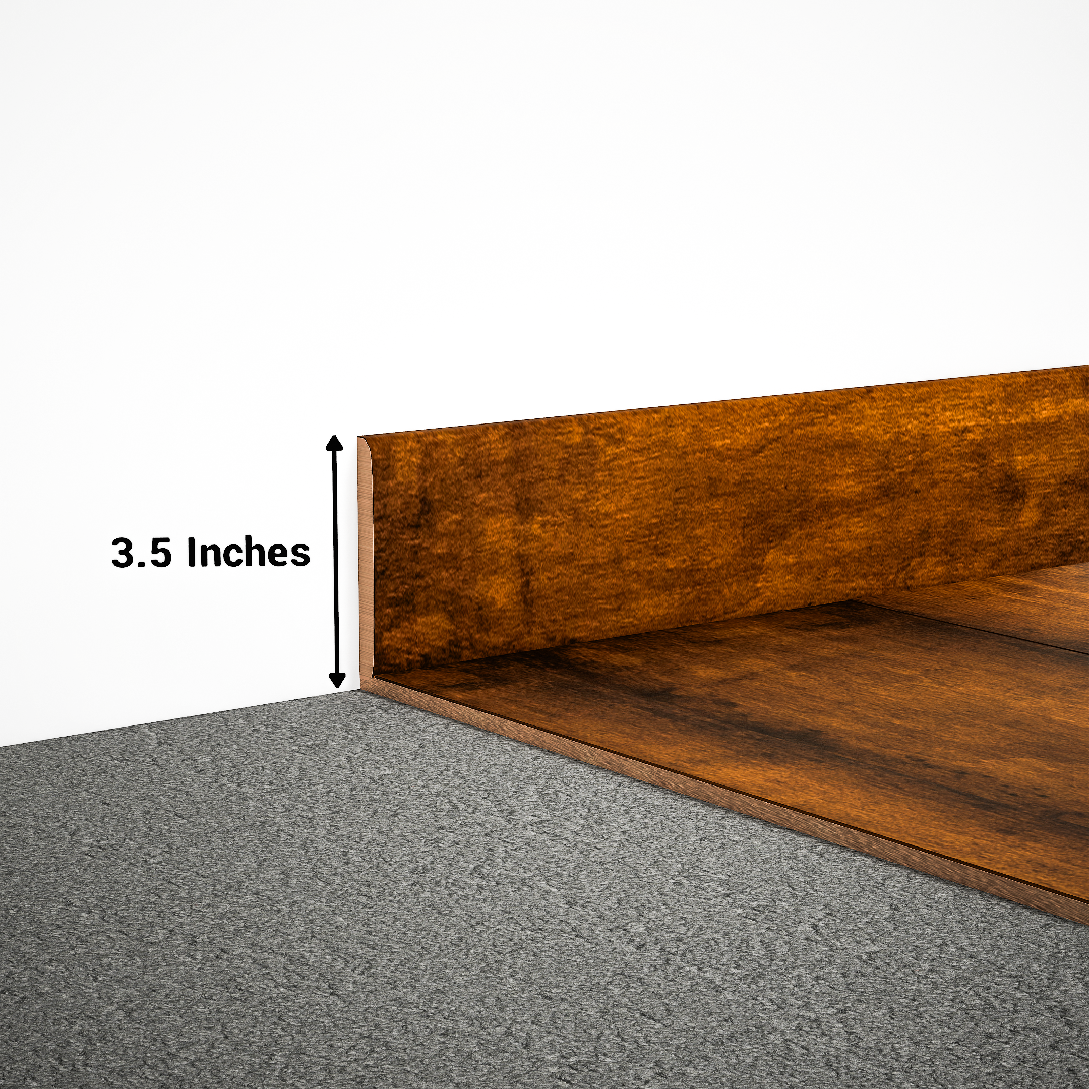 A close-up of a MDF Skirting Edge Flow PM 00377 F | 8 ft x 3.5 Inch | Compatible for Laminate Wood Floor LF 00280 available at Material Depot in Bangalore